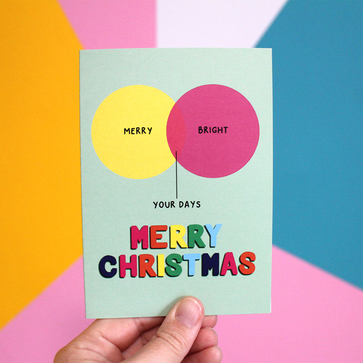 Merry and Bright Venn Diagram Christmas Card