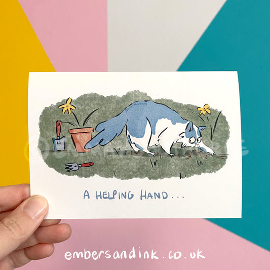 A Helping Hand Greetings Card by Emma Woodthorpe