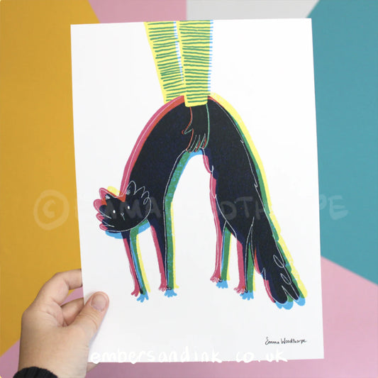 CMYK Cat A4 Print by Emma Woodthorpe