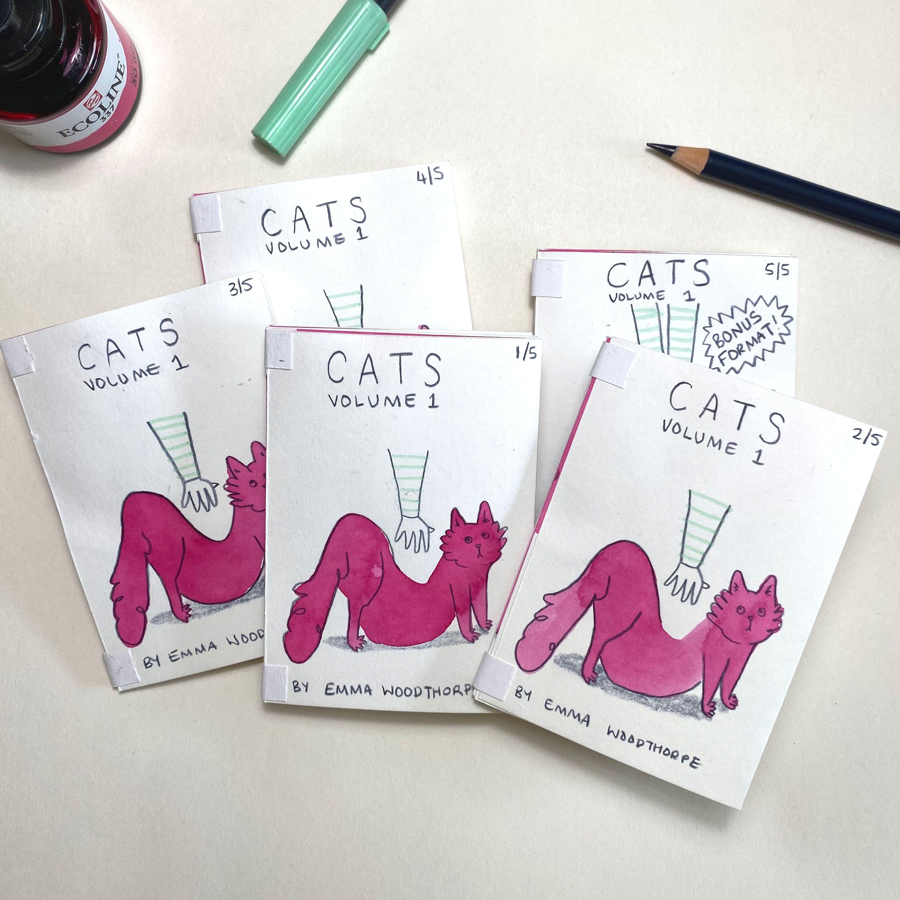 Cats Volume 1 -  A Hand-Drawn Zine by Emma Woodthorpe (issues 1-4)