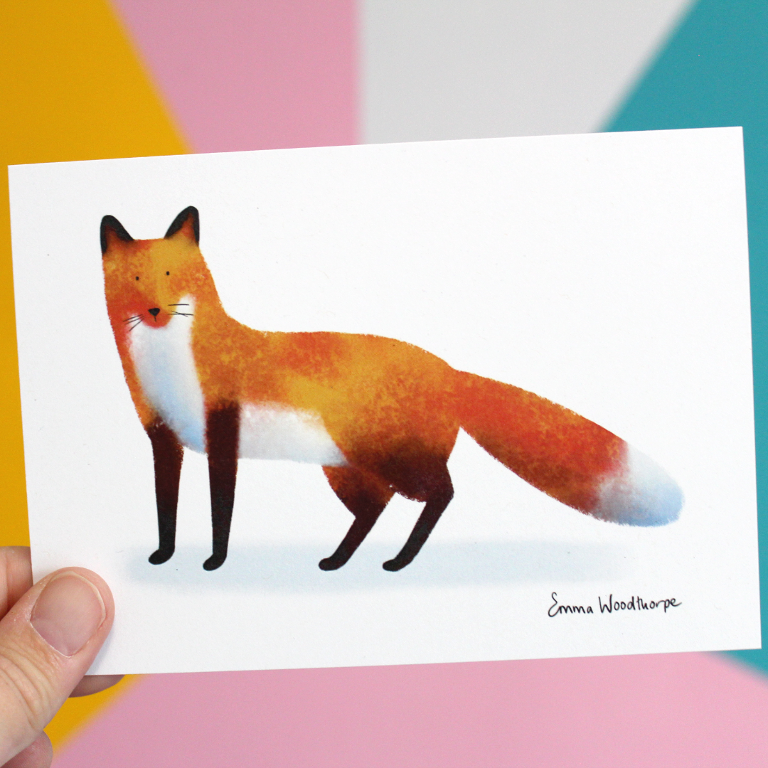 Foxy Fox Postcard by Emma Woodthorpe