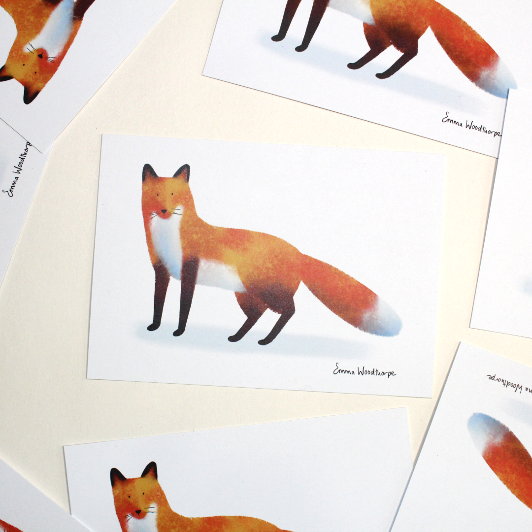 Foxy Fox Postcard by Emma Woodthorpe