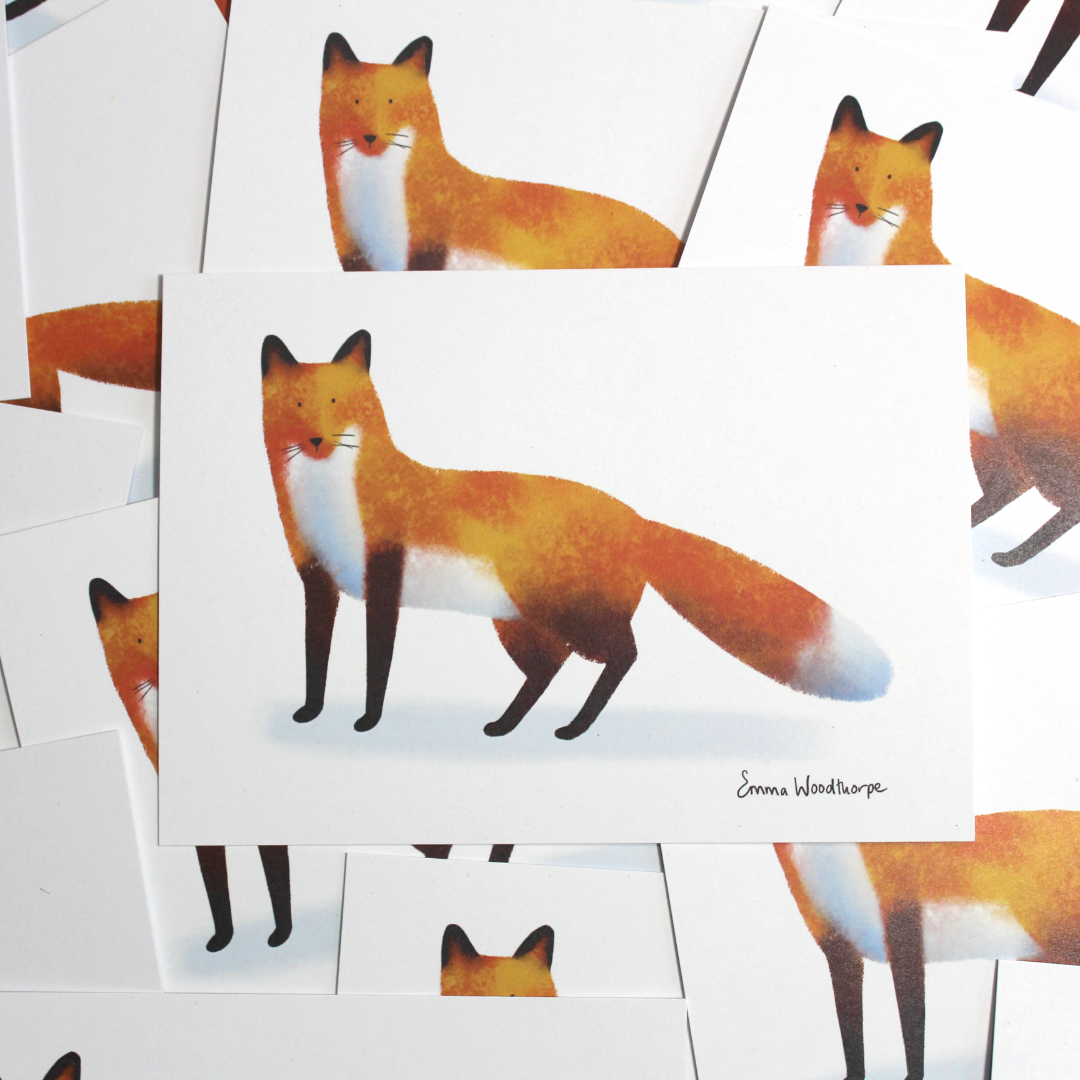 Foxy Fox Postcard by Emma Woodthorpe