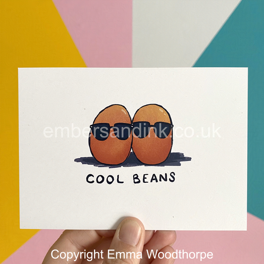 Cool Beans Postcard by Emma Woodthorpe