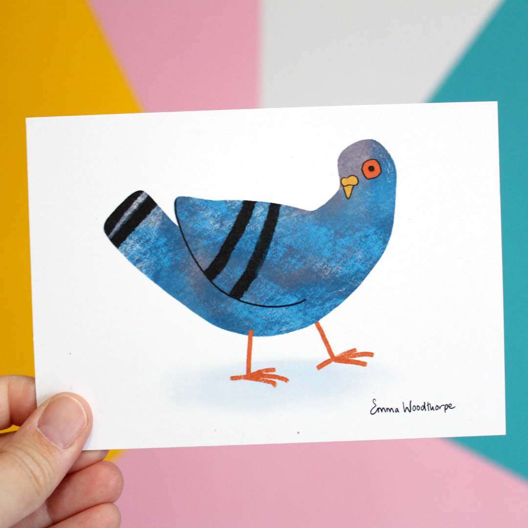 Pigeon Postcard by Emma Woodthorpe