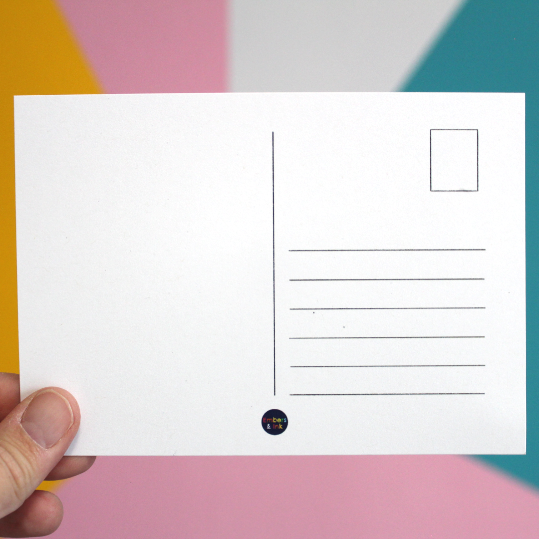 CMYK Cat Postcard by Emma Woodthorpe