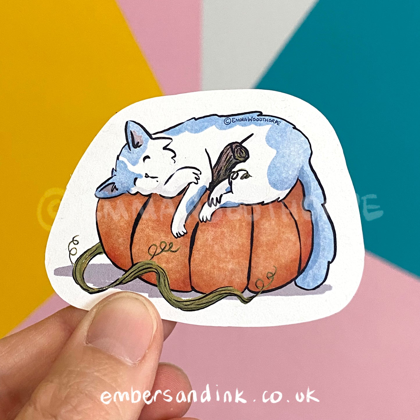 Pumpkin Cat Paper Sticker