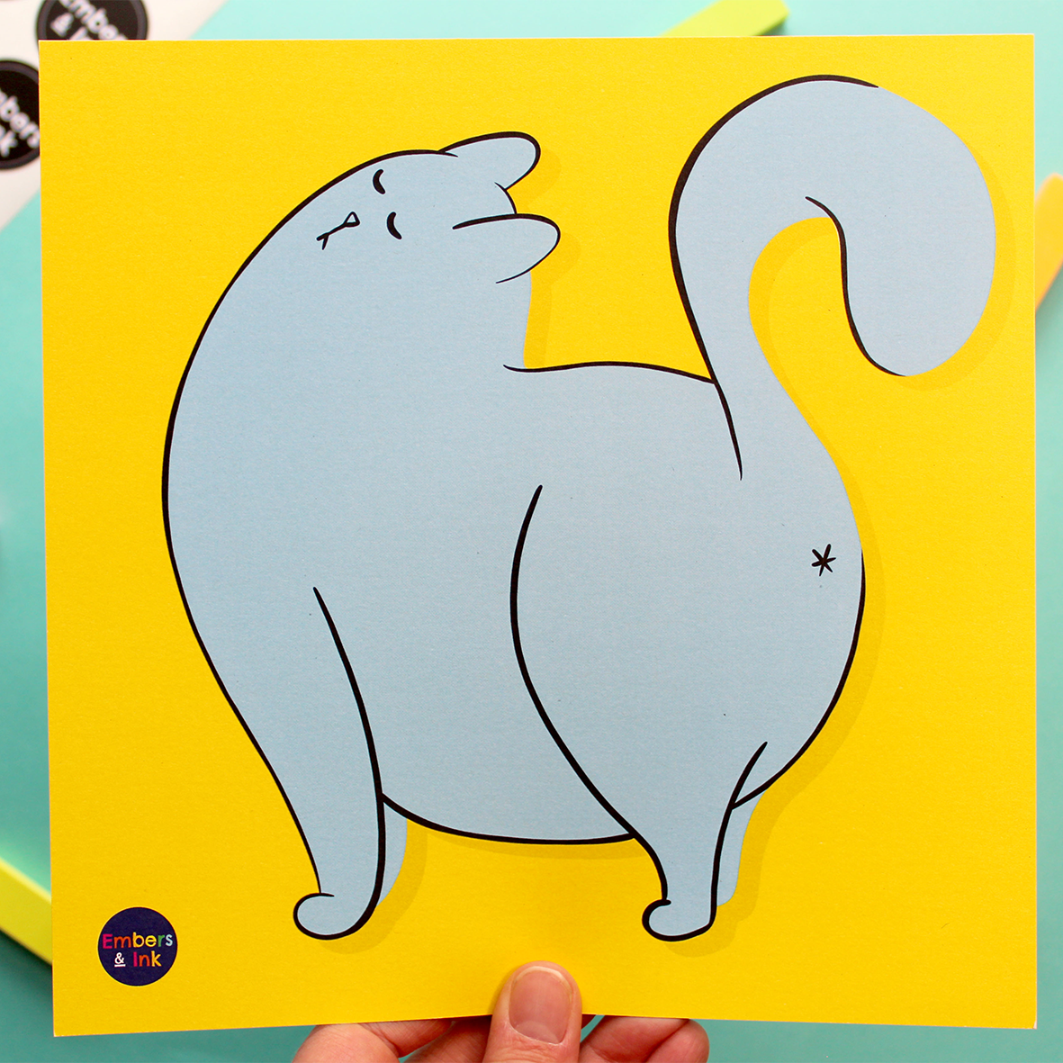 Blue Cat (Bum) Art Print