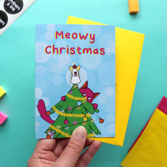 Meowy Christmas Card (new) - Oh Christmas Tree