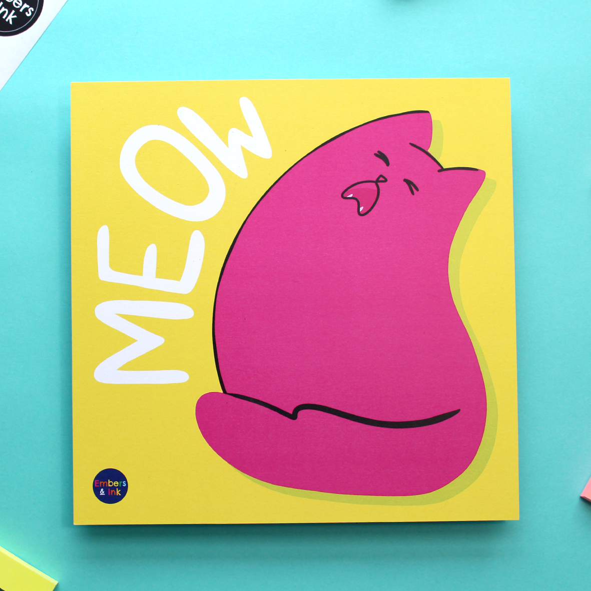 MEOW! Pink Cat Art Print
