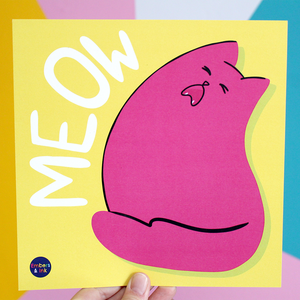 MEOW! Pink Cat Art Print