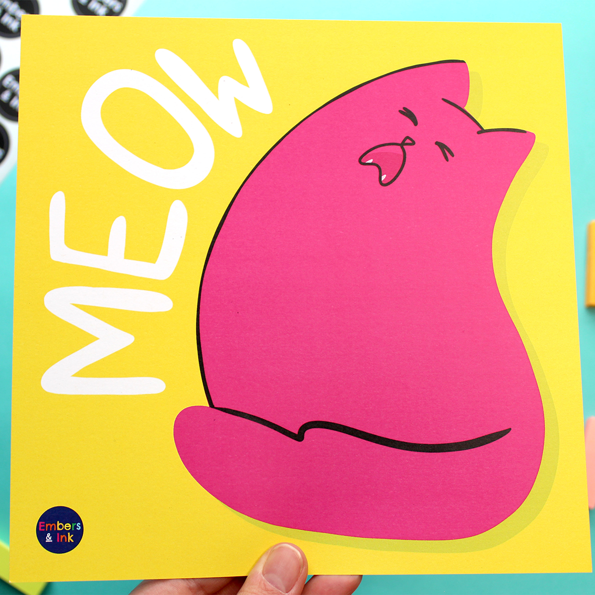 MEOW! Pink Cat Art Print