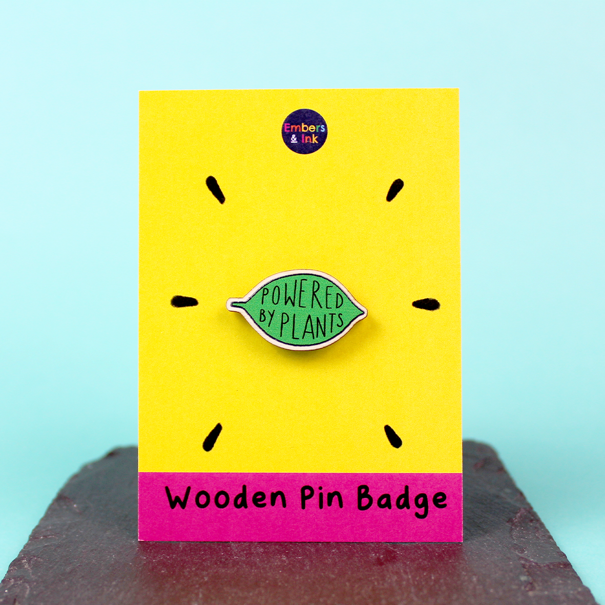 Powered by Plants Wooden Pin Badge