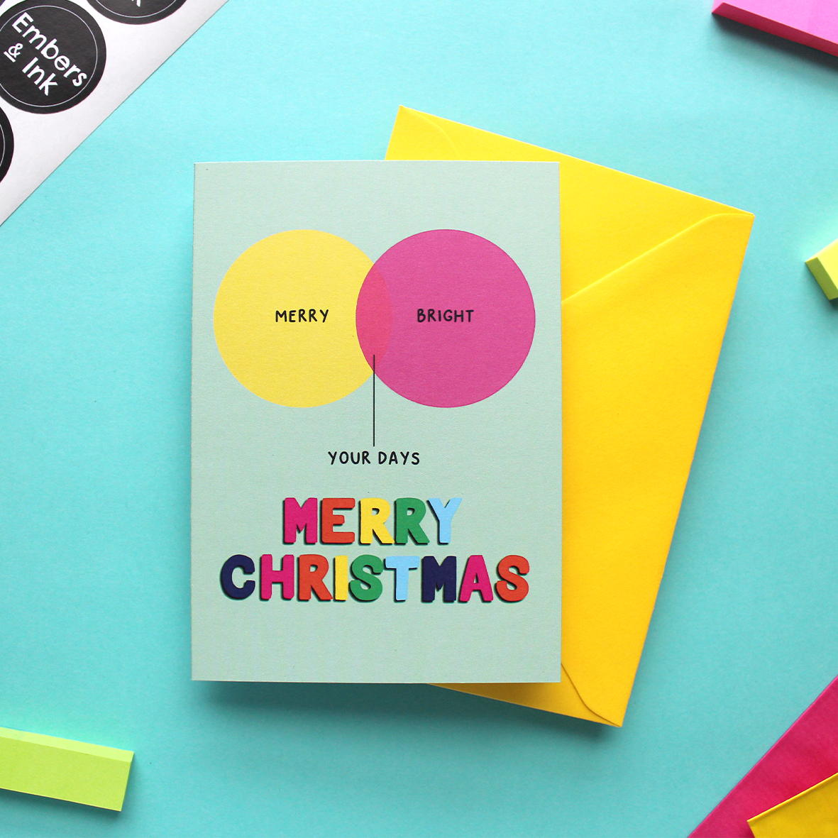 Merry and Bright Venn Diagram Christmas Card