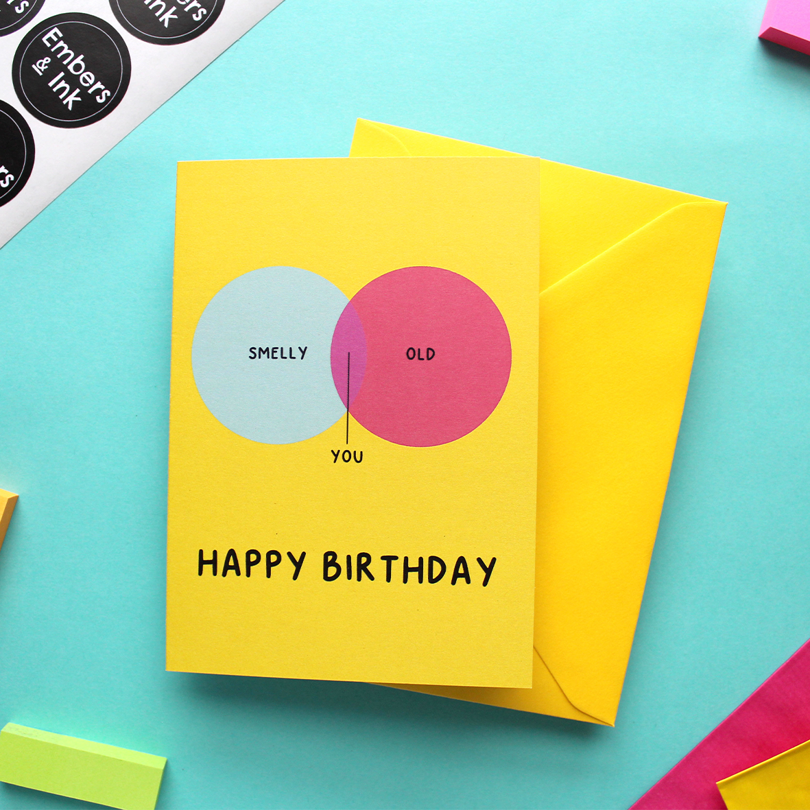 Smelly and Old Venn Diagram Birthday Card