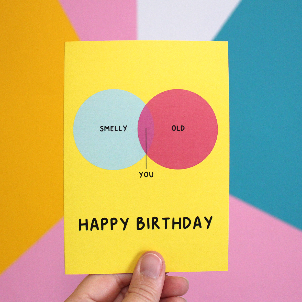 Smelly and Old Venn Diagram Birthday Card