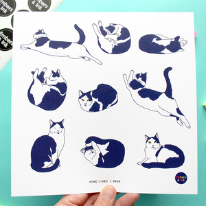 Nine Lives Cats Square Art Print