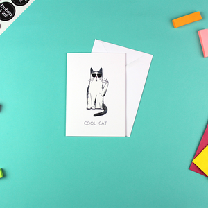 The Cool Cat Card is shown with a white envelope.