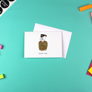 The Major Tom card is shown with a white envelope.